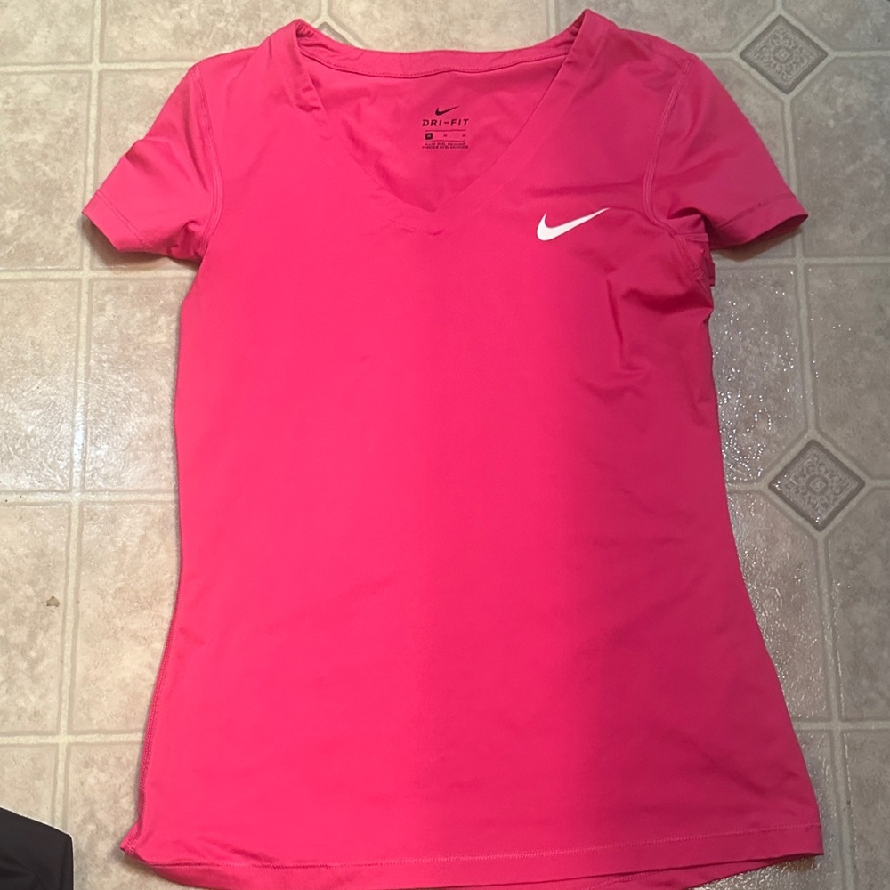Nike Women's Vivid Pink V-Neck Tee